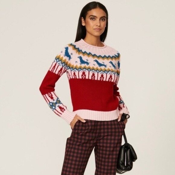 Rachel Antonoff 60% Alpaca Oscar Fairisle Dachshund print sweater Size XS Knit - Picture 3 of 10